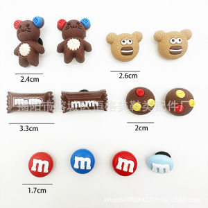 12ชิ้น/เซ็ตรองเท้าครอซ Jibbitz Charsm ดอกไม้ถอดออกได้การ์ตูนหมีบิสกิต M & M หัวเข็มขัดรองเท้าถั่วสำหรับ Crocs