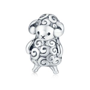 BAMOER Authentic 925 Sterling Silver Baby Sheep Animal Metal Beads for Jewelry Making Silver Charm fit Original Bracelet BSC187