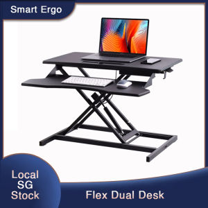 Smart Ergo Upgraded Desk Converter with hydraulic lift  | Ergonomic Height Adjustable Standing table  ( Flex Dual Series )
