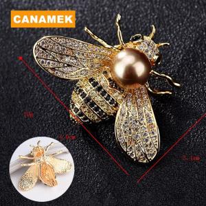 【CANAMEK】 miqiangzi Aryio Insect Series Brooch Delicate Little Bee Brooches Crystal Rhinestone Pin Jewelry