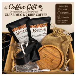 Coffee Gift Set | 2 DRIP Coffee | Personalized Coaster | Clear Mug | 2DMC | Kapeakita