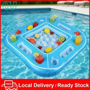 [Local Delivery] Inflatable Card Game Table W/ Food Drink Holder Inflatable Pool Party Tray Float for Adult Beach Summer Party Hot Tub