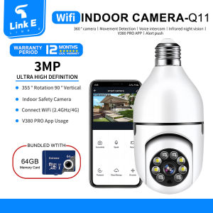 Linke V380 Pro CCTV Camera for house wireless connect phone 360° for home Bulb 1080P WiFi night vision IP security cctv camera