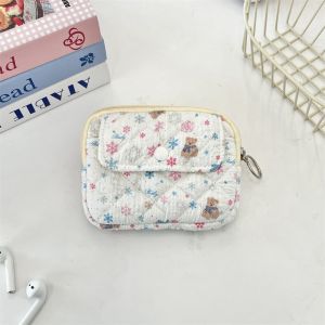 DYJKOUG Korean Style Mini Canvas Coin Purse Multifuctional Cartoon Printing Sanitary Napkin Storage Bag Portable Card Holder Cute Wallet Daily