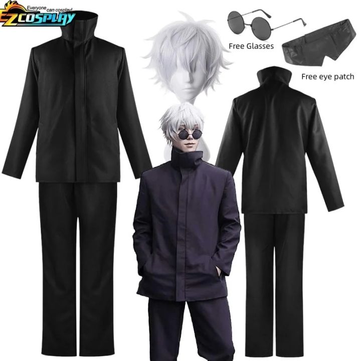 Anime Jujutsu Kaisen Gojo Satoru Cosplay Costume Eye Patch Wigs Glasses ...