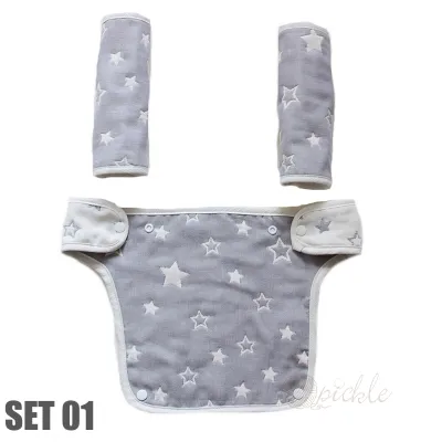 3 Pcs Set Drool Pad Teething Pad Reversible 6 layers 100% cotton gauze for baby carrier