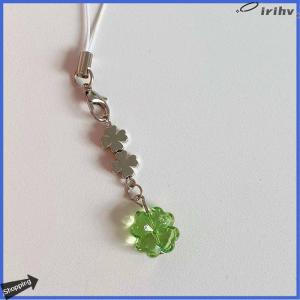 【jianzhanqinl】 Handmade Beaded Phone Chain Four Leaf Clovers Cellphone Charm Colorful Keyring CCD Decorative Pendant Cellphone Charm Accessory