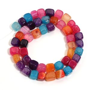 MUSASI 8mm Hạt mã não họa tiết rồng Tự làm Hình vuông Vòng tay hạt đá Thời trang Trong Suốt Như Pha Lê Phụ kiện đính hạt Vòng tay dây chuyền phụ kiện