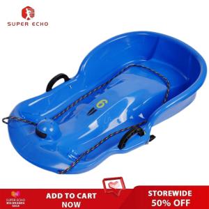 Plastic Snow Sled Solid Snow Sled With Pull Rope Kid Grass Toboggan Snow Sled Sand Slider Luge 2Handles for Winter Sport