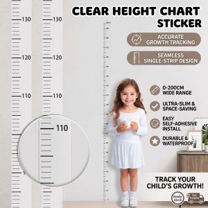 Height Marker Wall Sticker Cartoon Transparent Height Measurement Decal Kids Growth Chart Children Room Decor Nursery Bedroom Family Home Measuring Ruler Wall Decoration