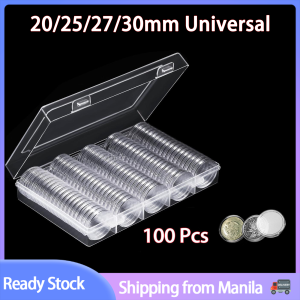 🔥100pcs Coin Capsules 20/25/27/30mm Round Plastic Coin Holder Box Case Container With Storage Organizer Box for Coin Collection Supplies