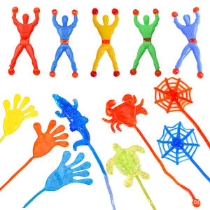 JJT Stretchy Sticky Hand Toys for Kids - Fun Wall Climbing Spiderman & Animal Shaped Stress Relief Playset