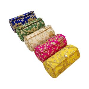 Multicolour Embroidered Bangle Organiser Box for Women | Shagun & Return Gift Storage Case (Size - 4 & 6 Inches Pack of 1)