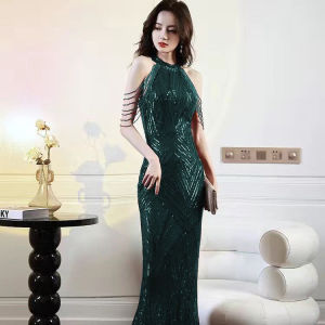 พร้อมส่ง ชุดราตรี กระโปรงหางปลา สีแชมเปญ ระดับไฮเอนด์ หรูหรา สไตล์แฟรี่ สําหรับผู้หญิง 2023♢X1103