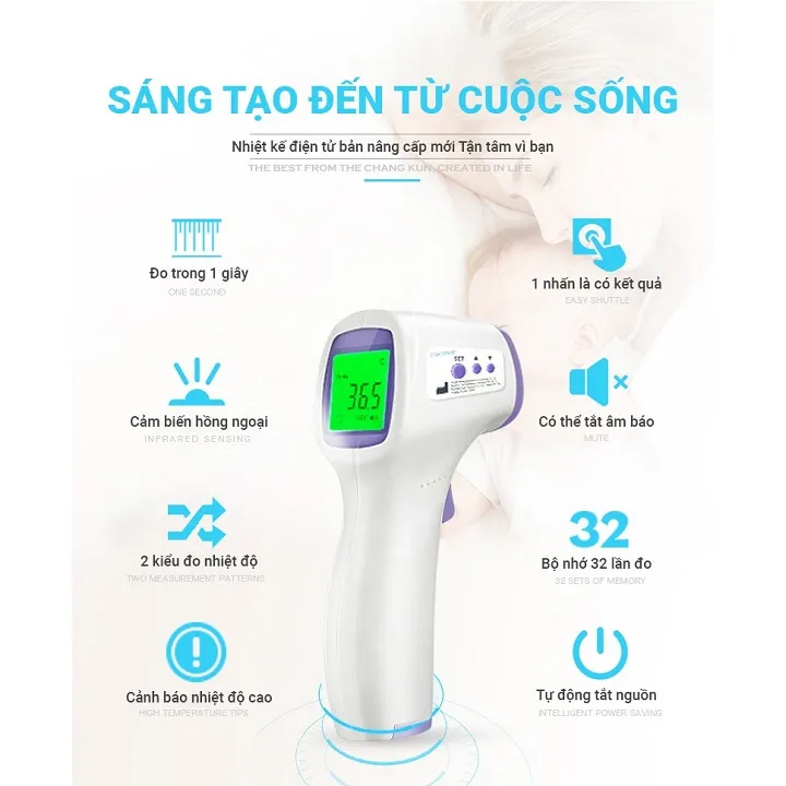 Nhiệt kế hồng ngoại máy đo nhiệt độ điện tử đo trán