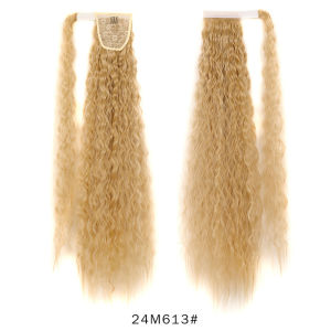 85cm Synthetic Ponytail Long Curly Wavy Hair Extensions Drawstring Wrap Around Clip In Hairpiece Ponytail Brown Fake Hairpiece for Women