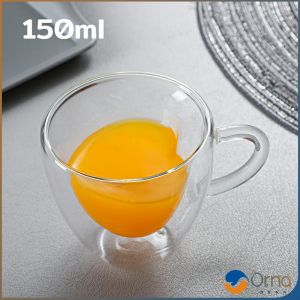 Orna ถ้วยกาแฟรูปหัวใจ แบบสองชั้น มินิมอล ถ้วยน้ำผลไม้สไตล์แฟชั่น Creative glass