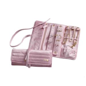 Flocking Storage Roll Multiple Pocket Compartment Organizers for Rings Earrings Necklaces