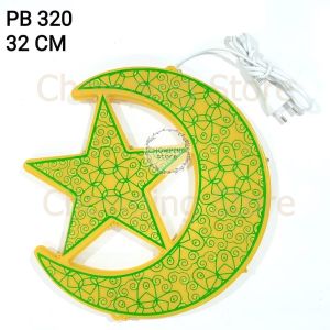 Gantungan Ketupat Bulan Bintang Plastik LED Dekorasi Hiasan Ramadhan Idul Fitri Lebaran