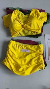 Đồ bơi nữ kèm mút ngực tay ngắn phối quần đùi kín đáo đi bơi biển đẹp áo tắm Bikini Sài Gòn