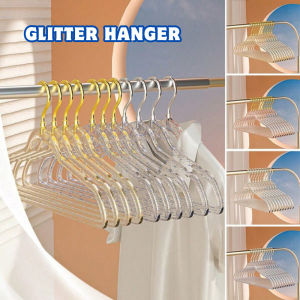 5pcs Transparent Sparkling Clothes Hangers Ins Style Non-Slip Hangers