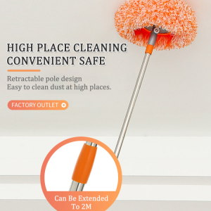 Round Spin Mop with Retractable Handle - Ultra-Absorbent Coral Fleece Lightweight & Wring-Free Design For All Floor Types