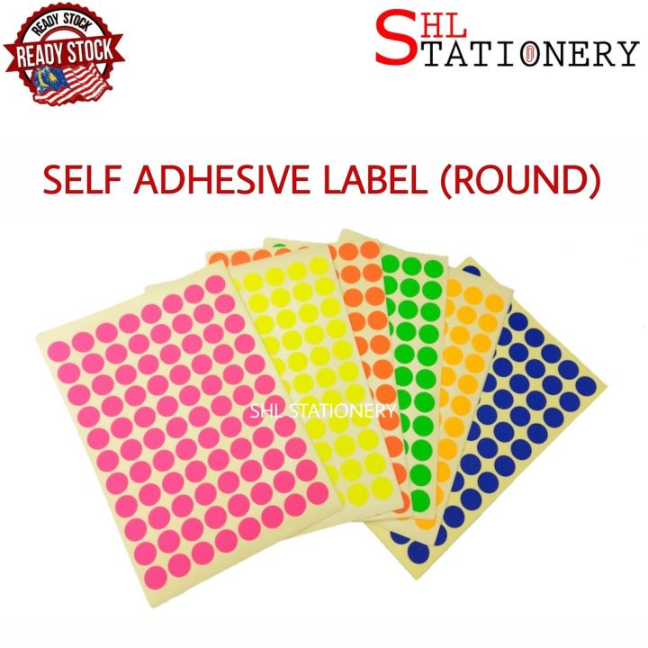 10 Sheets Circle Round Self Adhesive Color Label Sticker / Assorted