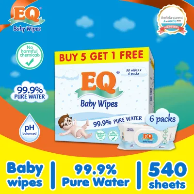 (PROMO PACK) EQ Wipes 99.9% Pure Water 90s 5+1