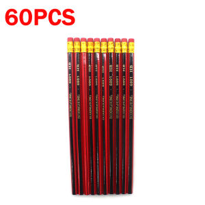 60Pcs HB Student Pencil Sharpener Set Log Lead-Free Non-Toxic Standard Writing With Eraser Hexagonal Pencils