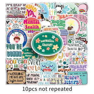 50PCS Mental Health Sticker Cartoon Inspirational Encouragement English Short Sentences Personalized Slogan Sticker