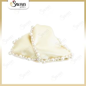 Jepit Onigiri Pita Jumbo Kain Mutiara Elegant Wanita Jedai Rambut Satin Pearl Ribbon Korea Hair Clip Bow Fabric Fashion Style Premium