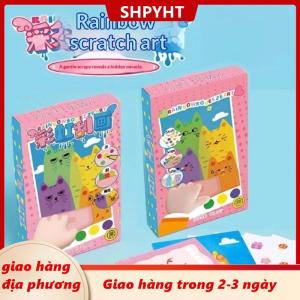 [COD] SHPYHT Giao hàng địa phương 35Pcs Squeegee Nghệ Thuật Trẻ Em Sơn Kit Tự Làm Chất Liệu Ma Thuật Tiết Lộ Cầu Vồng Scratch Art