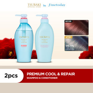 TSUBAKI Premium Cool & Repair Shampoo + Conditioner 450ml- Hair Care  Set [For Cleansing Moisturizing  Oily Low Porosity Hair with Cooling Sensation Japanese Camellia Flower Oil]