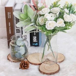 3pc Creative Coaster Natural Wood Slices Pine Wood Round Slices DIY Ornaments Rustic Wedding Log Mat