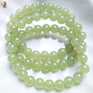 Graduation Grade Natural Icy Apple Green Serpentine Jade Bracelet (Single / 3 Rounds) & Necklace