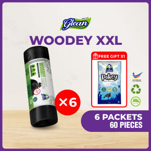 GLEAN [60 PCS] WOODEY XXL Biodegradable Garbage Bag Leakproof with string / Eco Friendly Rubbish Bag Trash Bag / Strong Bearing Extra Large Dustbin Plastic Bag / For Restaurant Construction Hospital / Karung Sampah Plastik Sampah Biodegradasi 环保垃圾袋
