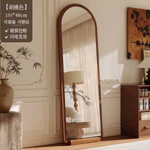 Chinese Ancient Style Dressing Mirror Home Living Room Full-Length Mirror Wall Arch Floor Full-Length Mirror Wall Hanging French Arch Mirror