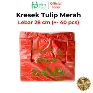 Kantong Plastik Tulip Merah Lebar 28 / Kresek Packing Online Shop Tebal