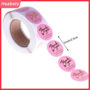 Heabety 500Pcs Cảm ơn bạn Sticker trang trí đám cưới con dấu dập nóng màu hồng đen Nhãn Tròn