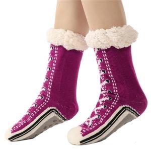 Vui vẻ sneaker in lót lông cừu nhiệt xù ấm áp tất kiểu dép lê với nonslip đế thiết kế cho thời tiết lạnh sử dụng trong nhà
