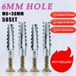 Sekrup Ekspansi M6x30 / Sekrup Dinding /  Angkur Baut Tembok Sekrup 50set Bahan Tembaga Zinc Garvanis Fiser