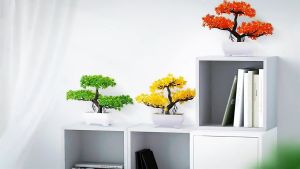DEWYBABE Artificial Potted Bonsai Tree Small Faux Plant Home Decor Garden Party Decoration Potted