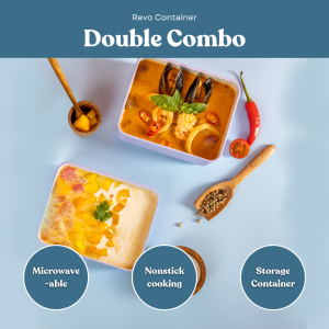 SWANZ Revo Container - Ceramic Coating Lunch Box for Adult Meal Prep Food Storage Microwaveable Non Stick Frying Pan