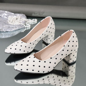 [Free Shipping] WomenS Chunky Heel Pumps Pointed Toe Shallow Mouth Elegant And Stylish 2026 New Collection Versatile Wedding Shoes