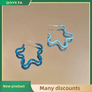 🔔🔔🔔QA Vintage Gradient Flower Hoop Earrings For Women Trendy Metal Irregular Drip Oil Earrings Jewelry Birthday Gifts