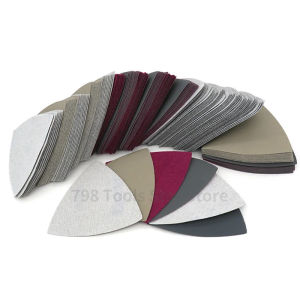 50 PCS 90x90x90mmTriangular Sandpaper Hook and Loop Triangle Sanding Pad Wet/Dry Sanding Pad Fit 3-1/2" Oscillating Multi-Tool