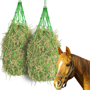 2pcs Slow Feed Horse Goat Hays Net 40Inch Durable Design Metal Fasteners Reduce Waste