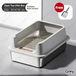 【🔥🔥SG SPOT】XL Stainless Steel Cat Litter Box High Fence Deepening Easy to Clean With Strainer