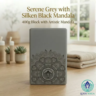Lexis Yoga Block 400g High Density Mandala Art Design Stamping with Free Premium Storage Box