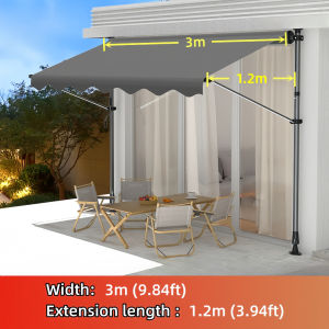 Retractable Awning Canopy No Drilling Sunshade Rainproof Manual Folding Telescopic Canopy Outdoor Balcony Door Awning